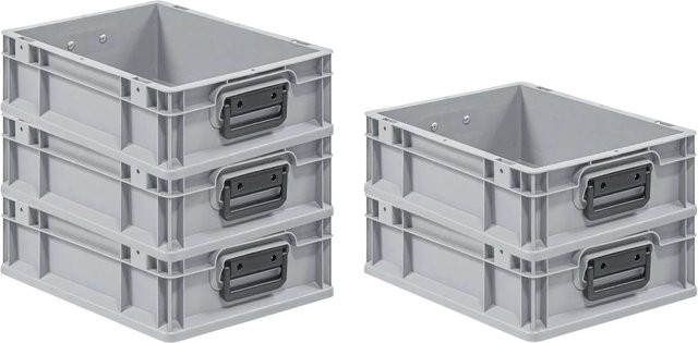 PROREGAL Spar Set 5x Eurobox Nextgen Portable Duo Transportbehälter Grau H x B x T: 12 x 30 x 40 cm - Bild 1