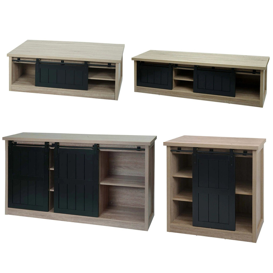 Wohnzimmerset MCW-K75 im Industrial Design mit TV-Rack, Sideboard, Kommode und Couchtisch in Naturfarben - Bild 3