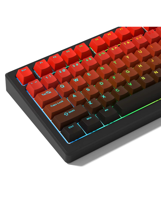 PBT Double Shot Shine Through Tastenkappen im Cherry Profile mit Farbverlauf in Rot und Schwarz für mechanische Tastaturen mit Cherry MX Switches und RGB-Hintergrundbeleuchtung - Bild 3