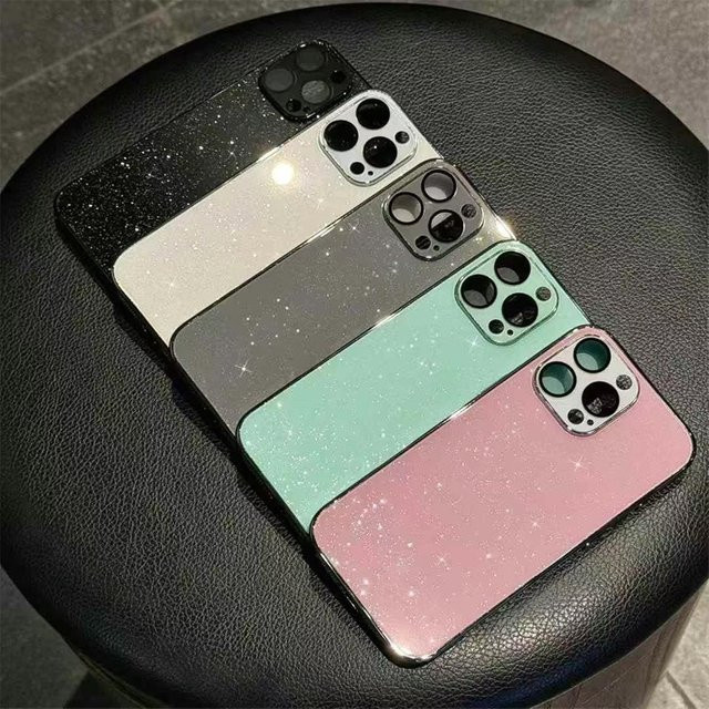 MUQGEW Glitzer Handyhülle aus Glas für iPhone 16, 15, 14, 13 und Pro Max mit Kameraschutz und stoßfestem Gehäuse in Grün - Bild 1