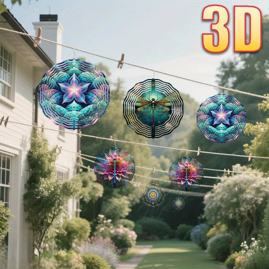 CIFBUY Garten-Windspinner Mandala aus Metall in Bunt, Hängendes Ornament für den Außenbereich, Durchmesser: 25,4 cm - Bild 5