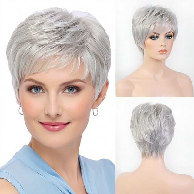 Wanli Clothing Life Perücke, Pixie-Schnitt, Silber-Grau, Damen - Bild 1