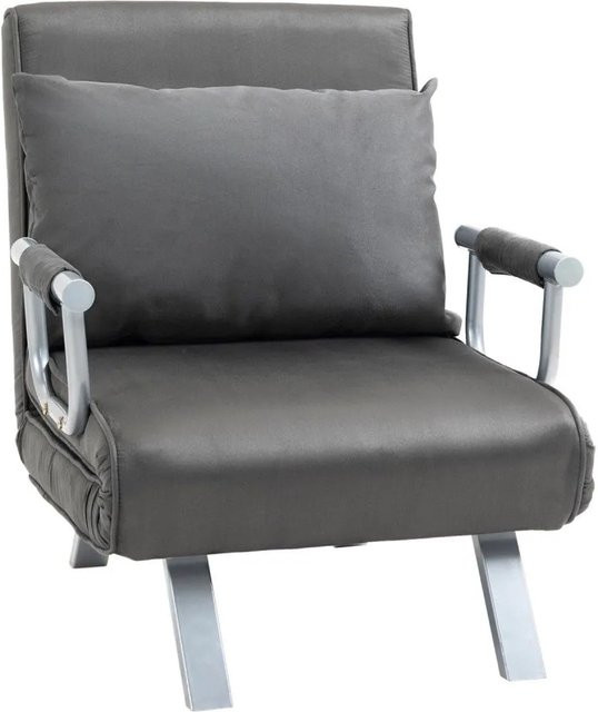 HOMCOM 3-in-1 Schlafsofa mit Armlehnen aus Kunstleder in Grau mit Metallrahmen B/H/T: 65 x 80 x 69 cm - Bild 1