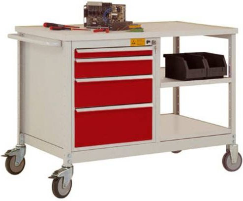 Manuflex LW1002.3003 Werkbank-Mobil aus Stahl in Rubin-Rot, B/T/H: 113,5 x 78,0 x 59,0 cm - Bild 1