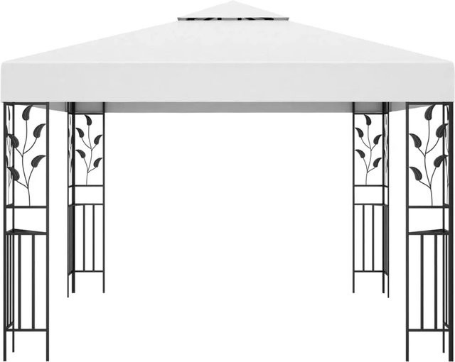 vidaXL Pavillon Weiß mit Polyestergewebe und Stahl-Pulverbeschichtung B/T/H: 3,0 x 3,0 x 2,5 m - Bild 1