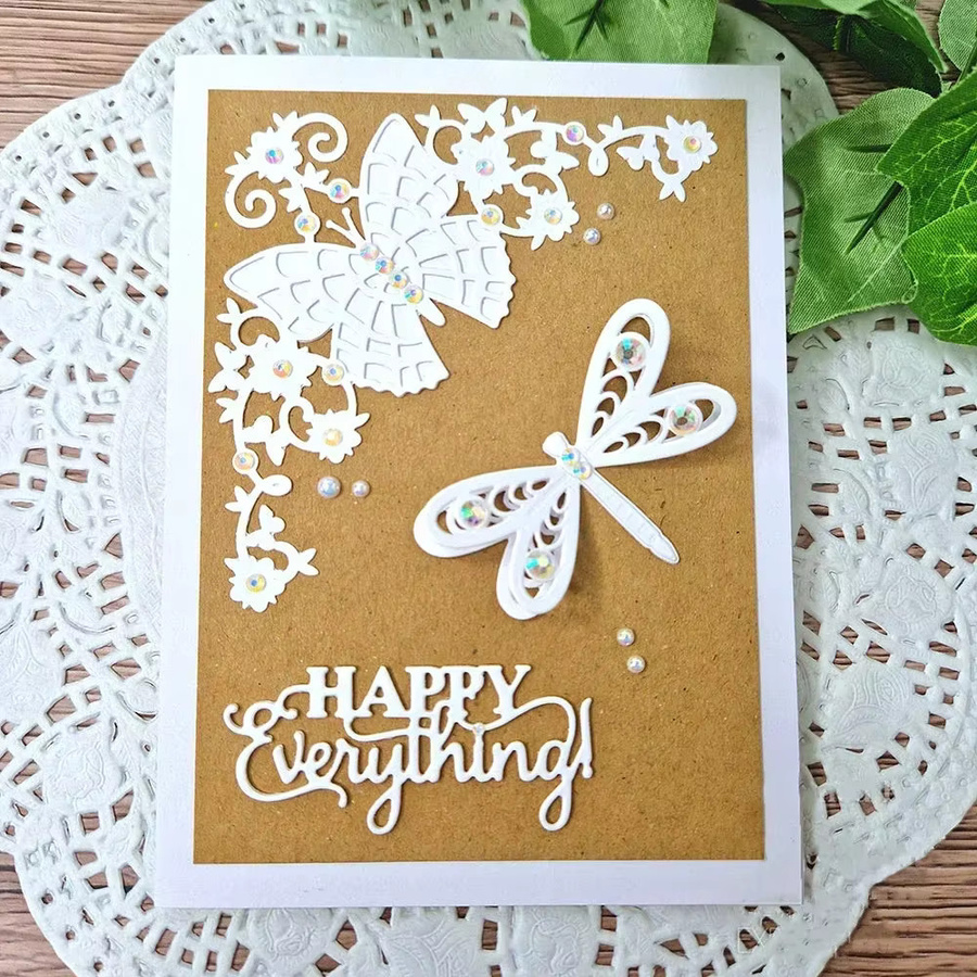 Flourish Metall-Stanzformen Libelle und Schmetterling in Weiß für DIY Scrapbooking und Papierkarten - Bild 1