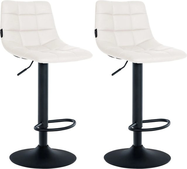 DELUKE Barhocker DUBAI 2er Set, Tresenhocker aus Kunstleder in Weiß und Schwarz mit Lehne und 360 Grad Drehsitz, B/T/H: 43,0 x 46,5 x 108,5 cm - Bild 1