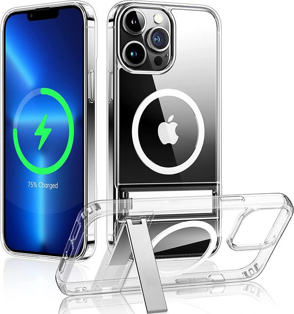 UYUXIO Magnetische Handyhülle in Transparent mit integriertem Ständer für iPhone 17 Pro Max, 16, 15, 13 und 12 Mini - Bild 1