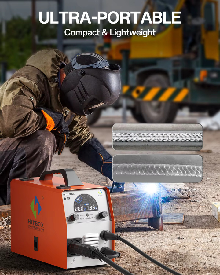 HITBOX MT2000II 4-in-1 MIG-Schweißgerät in Orange mit LED-Display und synergistischer Steuerung für Gas-MIG, Gasloses MIG, MMA und Lift-TIG - Bild 6