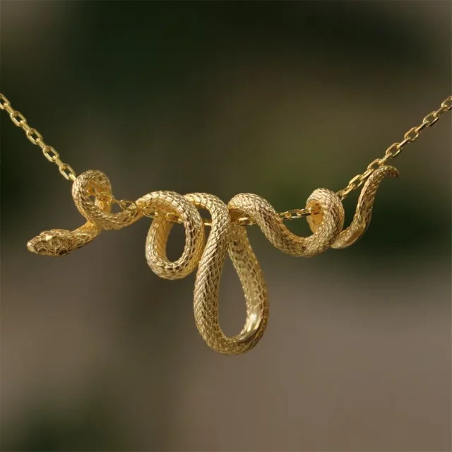 ZHIXUN Halskette mit Python Wrap Anhänger, Gold, Damen - Bild 1