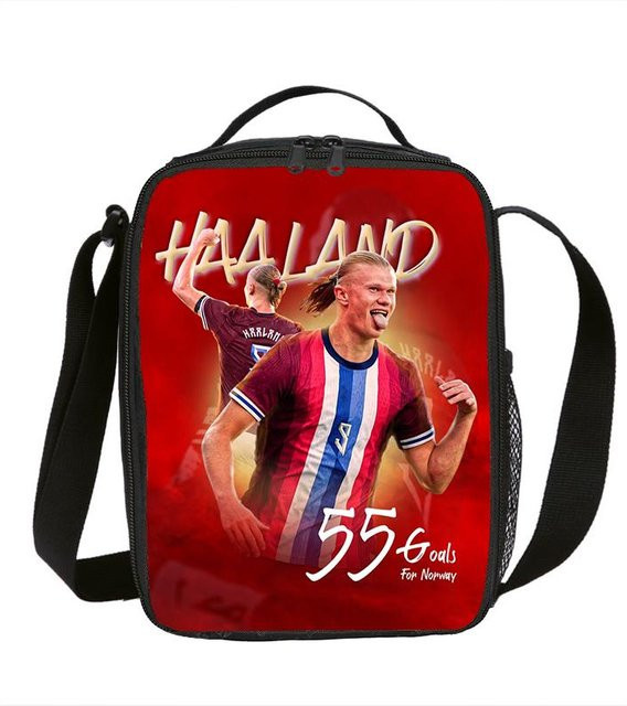 Isolierte Haaland Fußballstar Lunchtasche von Fancy Style Studio, auslaufsichere Thermotasche in Rot - Bild 1