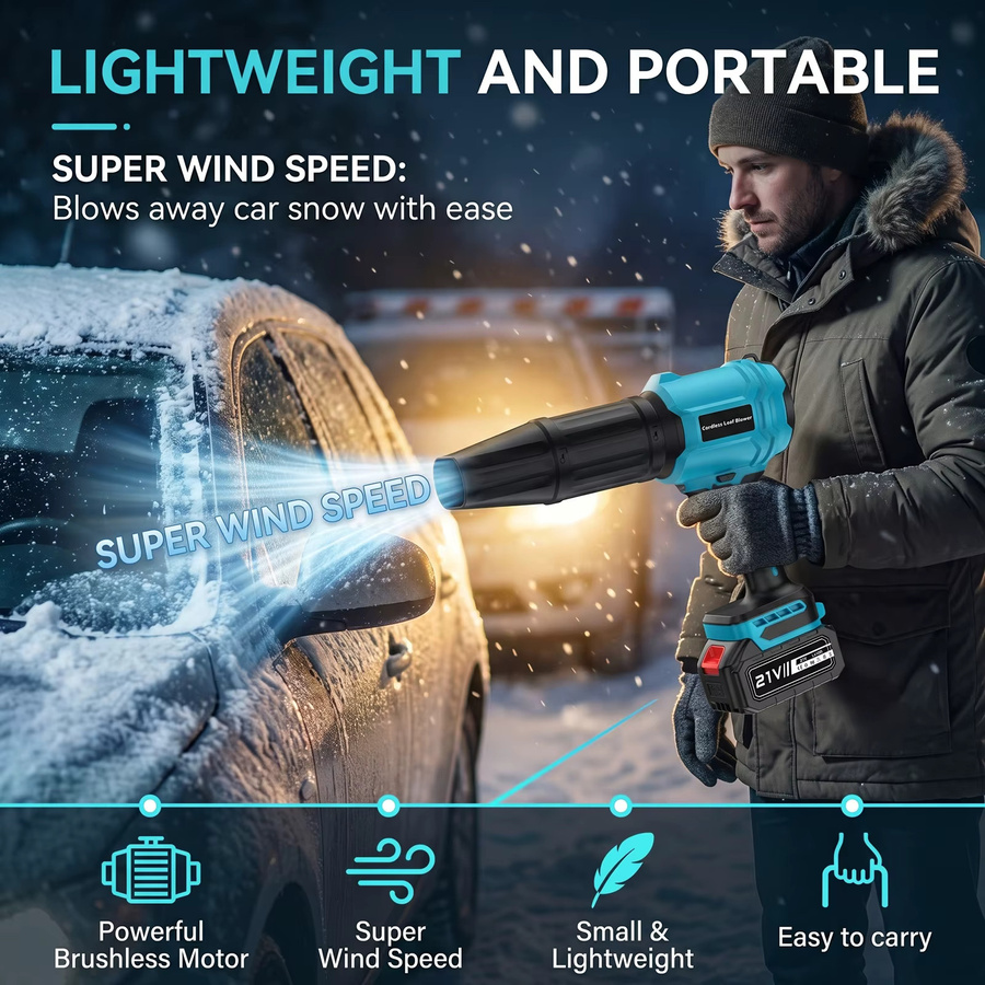 Makita Kabelloser Elektrischer Laubbläser mit 3500W Turbo-Lüfter und 2 Düsen, Blau, für 21V Akku - Bild 4