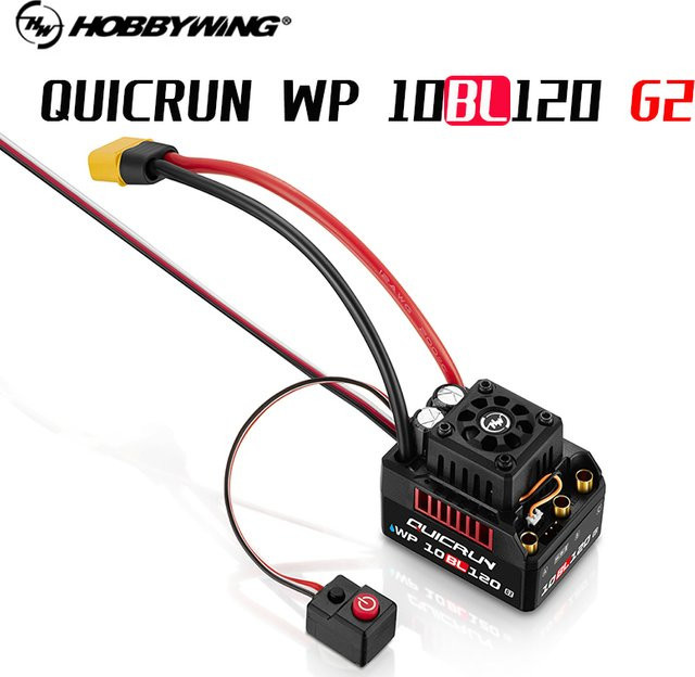 Hobbywing QUIRUN WP 10BL120 G2 120A ESC Wasserdichter Bürstenloser Geschwindigkeitsregler mit XT60 Anschluss für 1/10 und 1/12 RC Autos, Schwarz - Bild 1