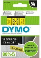 Dymo D1 Schriftbandkassette für Beschriftungen, Schwarz auf Gelb, Breite: 12 mm, Länge: 7 m - Bild 1