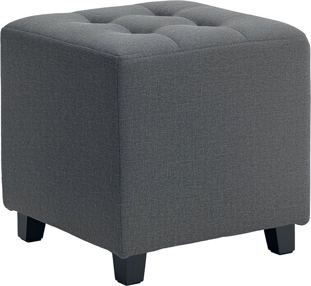 HOMCOM Fußhocker Ottoman in Leinenoptik mit Seitentasche und Holzgestell, grau, B/T/H: 35 x 35 x 35 cm - Bild 1