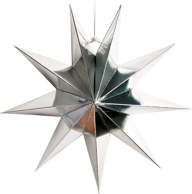 Rico Design Papierstern Silber Glänzend zum Auffalten für Weihnachten, Durchmesser: 28 cm - Bild 1