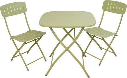 SUNGÖRL Balkonset Bora Bora in Grün mit Tisch und 2 Stühlen aus lackiertem Stahlrohr, Tisch Breite: 70 cm, Tiefe: 70 cm - Bild 1