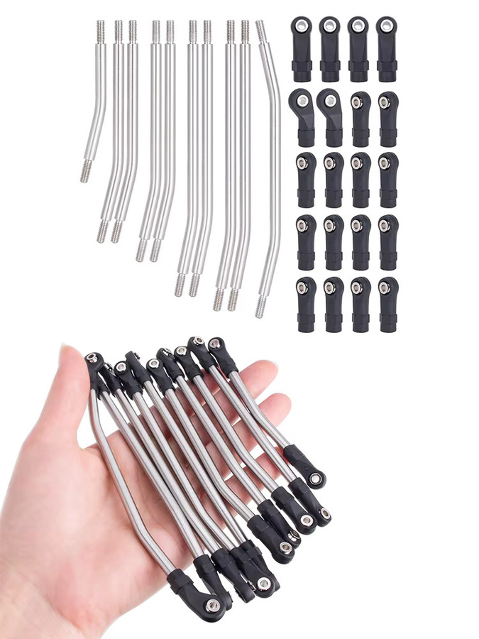 MALOM RC Edelstahl-Verbindungsstangen-Set, 10-teiliges Set, Metall, Grau, 1:10 - Bild 3