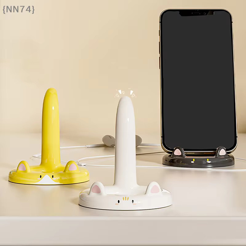 JETTING Telefonständer mit Cartoon-Katzen-Design in Weiß als dekorativer Schreibtischhalter und Organizer für Zuhause und Büro - Bild 3