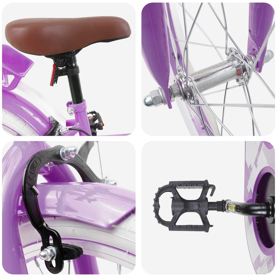 VD Home Furnishing Kinderfahrrad 18 Zoll Lila für Alter 5-7 - Bild 2
