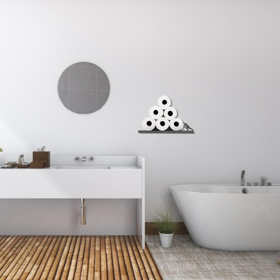 TOMTOP JMS Schweberegal Toilettenpapierhalter in Schwarz zur Wandmontage - Bild 3