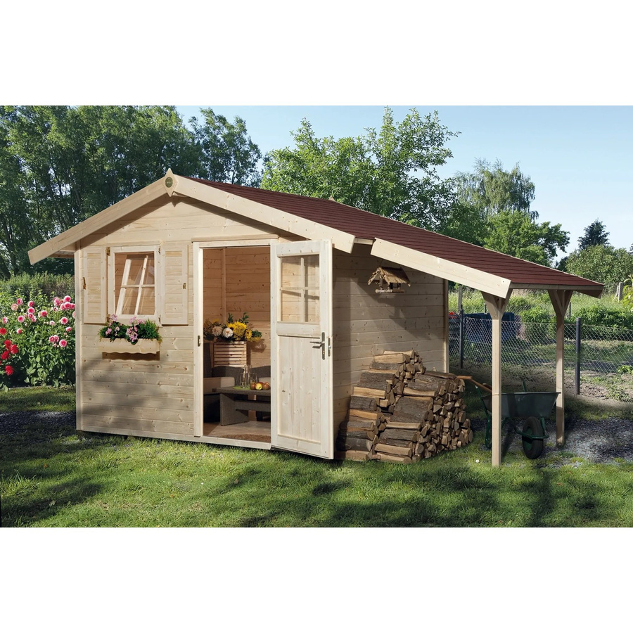 OBI Outdoor Living Holz-Gartenhaus Bozen C Spar-Set mit Satteldach in Unbehandelt und Braun - Bild 2
