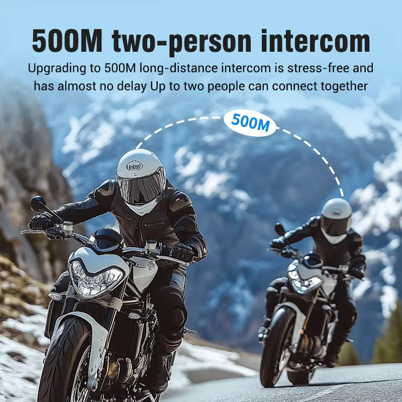 Kebidumei Bluetooth 5.3 Motorradhelm-Intercom-Headset Wasserdichtes Drahtloses Freisprechsystem in Schwarz - Bild 2