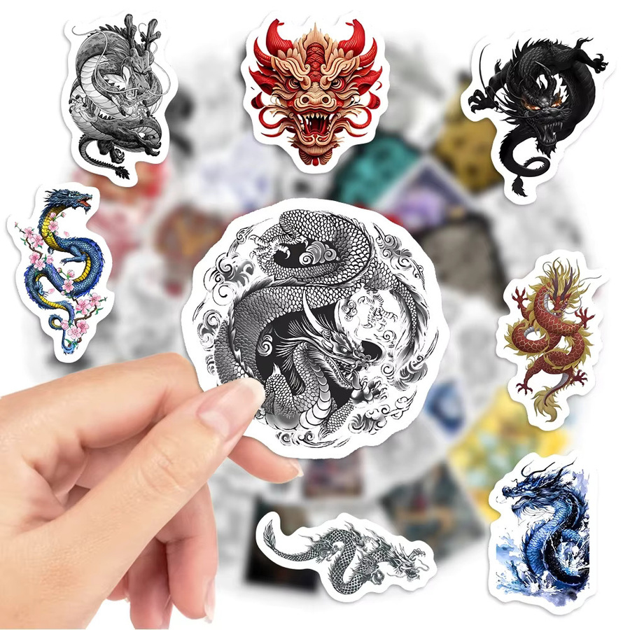 Wasserdichte chinesische Drachen-Aufkleber in Multicolour für Handy, Laptop und Gepäck - Bild 3