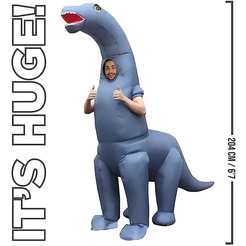 Hangchen Family Aufblasbares Diplodocus-Kostüm, Dinosaurier, Grau, Unisex - Bild 3
