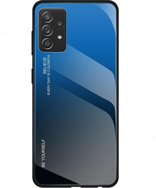 Samsung Galaxy Schutzhülle aus gehärtetem Glas mit Farbverlauf in Blau für verschiedene Modelle wie A55 A54 A53 A52 A34 A33 A14 A15 A25 A24 A05S A50 A50S A51 A71 A32 4G 5G - Bild 1