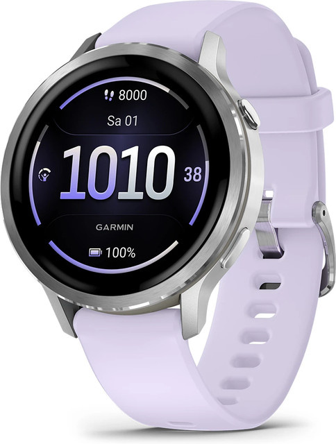 Garmin Venu 4 Smartwatch Grau/Silber/Lavendelblau mit Silikon-Armband - Bild 1