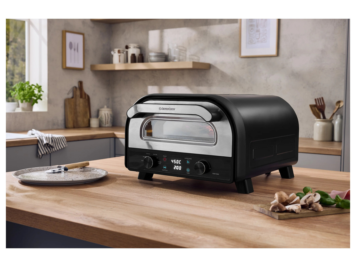 SILVERCREST Pizzaofen Elektrisch SPE 2400 A1 in Schwarz mit Cordierit-Pizzastein, Digitalanzeige und Ober- sowie Unterhitze - Bild 3