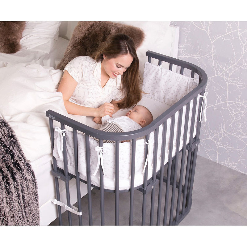 Babybay Beistellbett Boxspring aus Buche in Grau, B/T: 89 x 51 cm - Bild 3