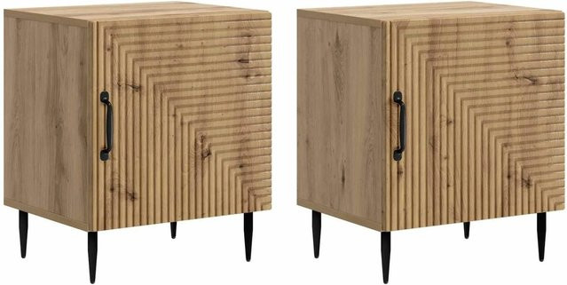 vidaXL Nachttisch Set 2 Stück in Artisan-Eiche, modern, B/T/H: 43 x 34,5 x 50 cm - Bild 1