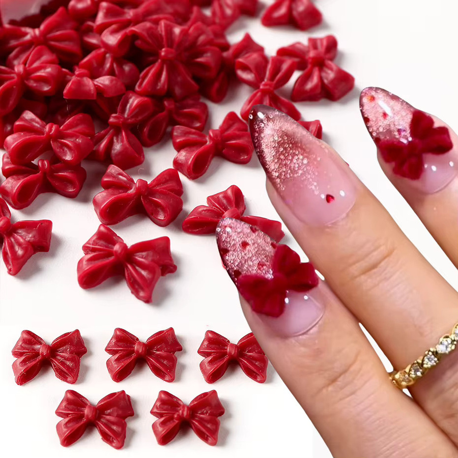 Full Beauty Nagelcharms Rote Schleifen, Glänzend - Bild 2