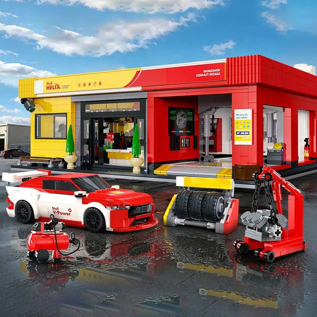 Cada DIY City Retail Station Tankstellen-Baustein-Set, Konstruktionsspielzeug, 1697 Teile, ab 14 Jahren - Bild 1