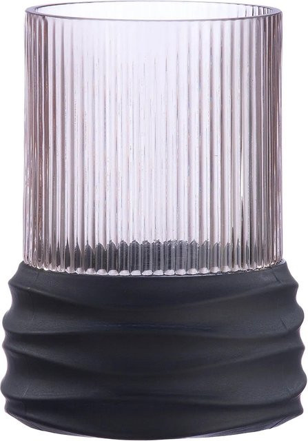 Gilde Vase Groove aus Glas in Braun und Anthrazit, Höhe: 15 cm, Durchmesser: 10,5 cm - Bild 1