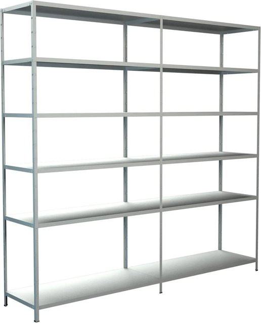 Schulte Regalwelt Steck-Grund- und Anbauregal aus Metall in Weiß, H 230 cm x B 240 cm x T 50 cm - Bild 1