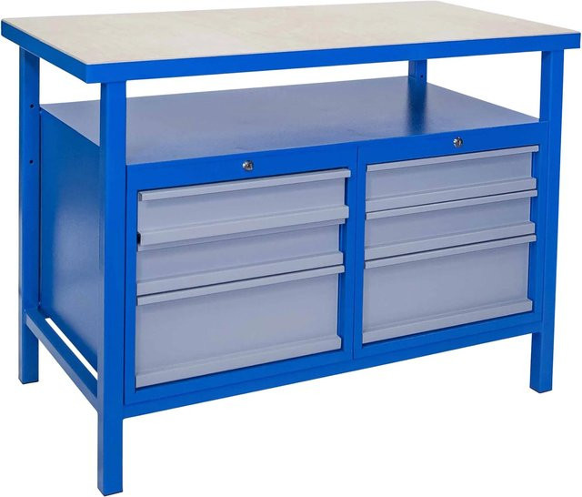 Güde Werkbank P 1200 SS in Grau-Blau mit Holz- und Stahlkomponenten, B/T/H: 120 x 60 x 85 cm - Bild 1