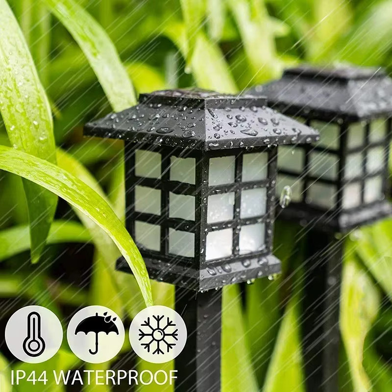 ZHIYU Solar-LED-Wegebeleuchtung für Garten und Terrasse, wasserdichte Außenlaterne in Schwarz mit warmweißem Licht - Bild 5