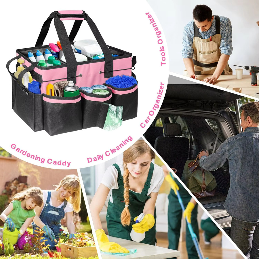 XMSJ Reinigungs-Caddy-Tasche in Pink mit Griff und mehreren Fächern - Bild 6