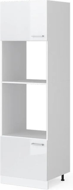 Vicco Mikrowellenschrank R-Line in Weiß Hochglanz, freistehendes Küchenregal mit Türen und offenen Ablageflächen, B/T/H: 60 x 44,33 x 207 cm - Bild 1