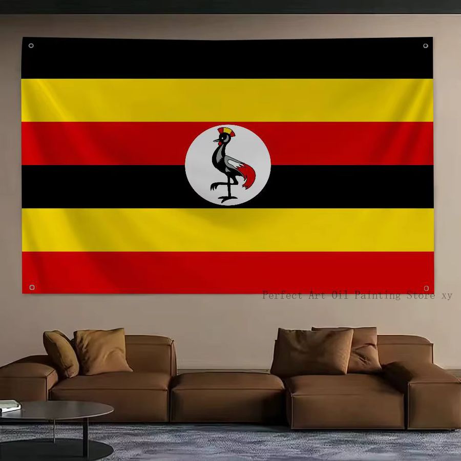 Uganda-Flagge als Banner aus Polyester mit Ösen für Outdoor-Dekoration und Raumästhetik, Multicolor - Bild 4
