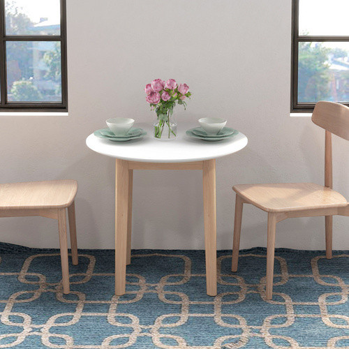 HOMCOM Esstisch Rund im Landhausstil aus Kiefernholz, Weiß, B/T/H: 75 x 75 x 76 cm - Bild 2