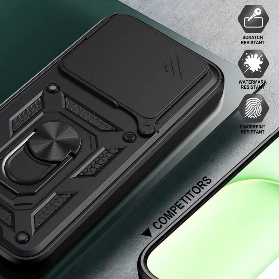 Stoßfeste Rüstungs-Schutzhülle mit Autohalterung und Kameraobjektivschutz für Honor 600 Pro, Honor 600 Lite und Honor 600 von CYYWN in Schwarz - Bild 4