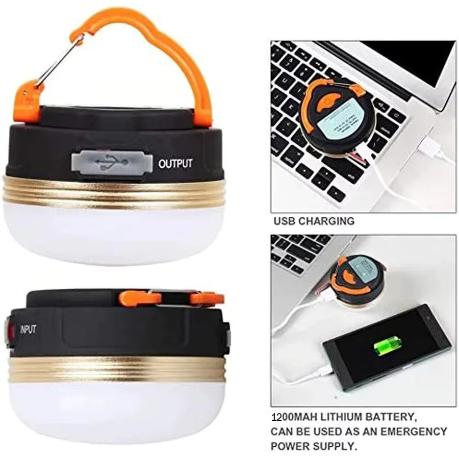 Tragbare USB Camping Laterne in Weiß und Schwarz mit 1200mAh Akku für Outdoor und Wandern - Bild 6