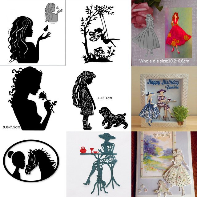 Metall-Schneideschablone für DIY Scrapbooking und Bastelarbeiten mit Frauen-Motiv zur Dekoration von Karten und Alben - Bild 1