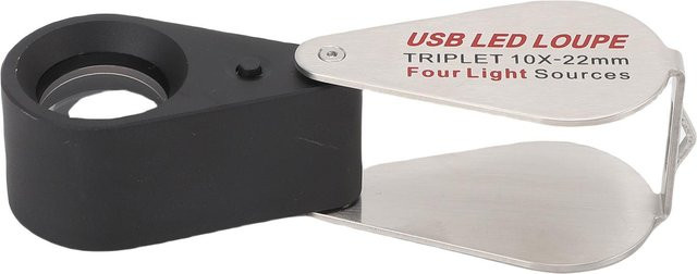 Fishine Juwelierslupe 10x, Silber, Faltbar, 4 Lichtmodi - Bild 1