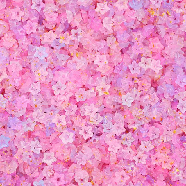 JHNBY Perlen, blumenförmig, zweifarbig, rosarot, Acryl - Bild 1