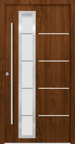 Splendoor Sicherheitshaustür SPLIT Prime RC2 aus Aluminium in Nussbaum Braun mit Glaseinsatz, Höhe: 210,0 cm, Breite: 110,0 cm, Tiefe: 7,0 cm - Bild 1